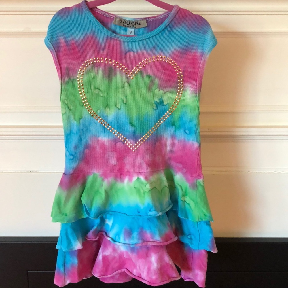 U Go Girl Pink, Blue, and Green Tie Dye Dress